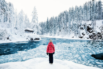 Girl enjoying winter landscape