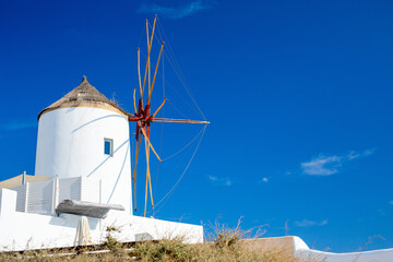 White windmill on Santorini island