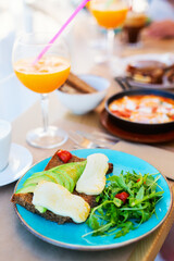 Breakfast with avocado toast