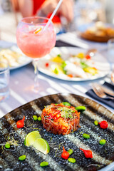 Tuna tartar served for lunch