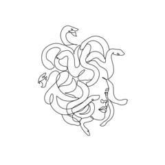 Fototapeta premium Medusa Head Line Art Vector drawing