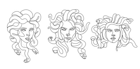 Medusa Head Line Art Vector drawing