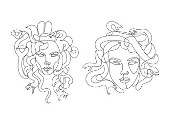Medusa Head Line Art Vector drawing