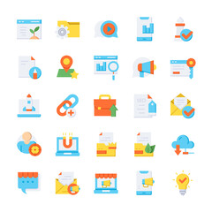 Set of SEO icons with flat style.
