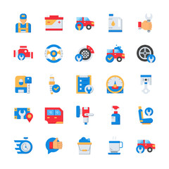 Set of Car Service icons with flat style.