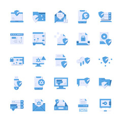 Set of Cyber Security icons with flat style.