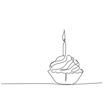 recommend clip art: Cake with candles line