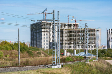 Obraz premium View of the construction site at day time.