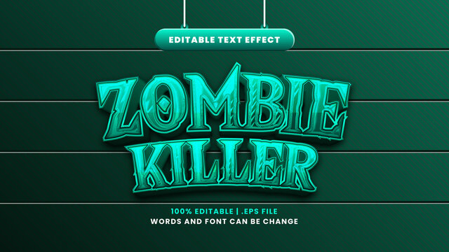 Zombie killer editable text effect in modern 3d style