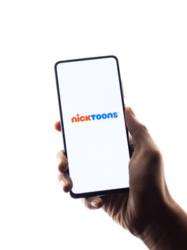 Assam, india - June 21, 2021 : Nicktoons logo on phone screen stock image.