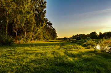 Beautiful view of the Orzyc river valley. Kurpie.