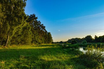Beautiful view of the Orzyc river valley. Kurpie.