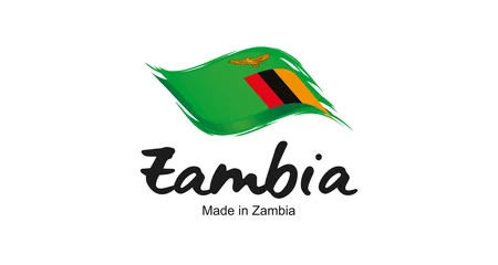 Foto op Aluminium Made in Zambia handwritten flag ribbon typography lettering logo label banner © simbos