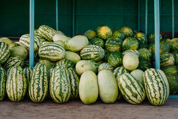 Watermelons in a market stall