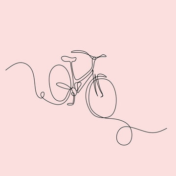 Continuous single drawn one line classic bicycle. Line art
