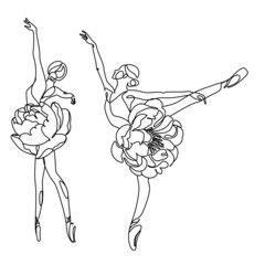 Ballet dancer in continuous line art drawing style. Ballerina black line sketch on white background. Vector illustration
