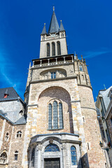 Fototapeta na wymiar View of Aachen Cathedral exterior in Germany