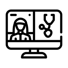 video conference with doctor line icon vector. video conference with doctor sign. isolated contour symbol black illustration