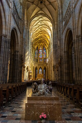 Fototapeta premium PRAGUE, CZECH REPUBLIC, 31 JULY 2020: interior of the St. Vitus Cathedral