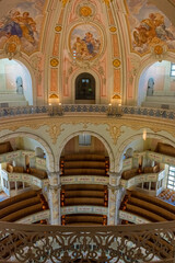 DRESDEN, GERMANY, 23 JULY 2020: interior of the Frauenkirche Cathedral