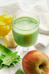 Fresh green smoothie with pineapple, ginger, spinach and apple