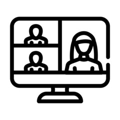 video conference computer software line icon vector. video conference computer software sign. isolated contour symbol black illustration