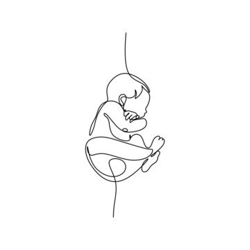 recommend clip art: One line drawing illustration of a baby. VectorAbstract minimalist line drawing of small cute baby sleeping