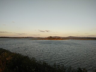 sunset over the river