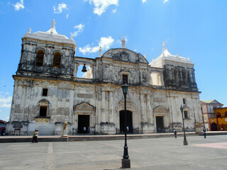 Leon, Nicaragua, 02.06.2015: Cathedral in the main square of Leon
