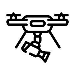 Naklejka premium aerial video shooting drone line icon vector. aerial video shooting drone sign. isolated contour symbol black illustration