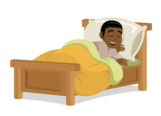 Kid African Boy Sleeping and Smiling.,vector eps10