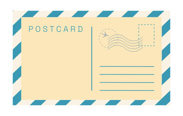 Vector vintage postcard template isolated on white background. Empty old fashioned retro post card. - obrazy, fototapety, plakaty