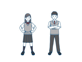 勉強をする 学生 男女 生徒 横向き イラスト素材 Boy Wall Mural B Senryu