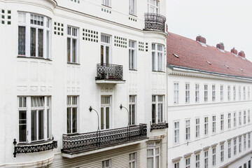 exterior facade of old buildings in vienna