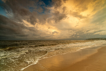 Fototapeta na wymiar Landscape above the sea. Sand, beach and sea.