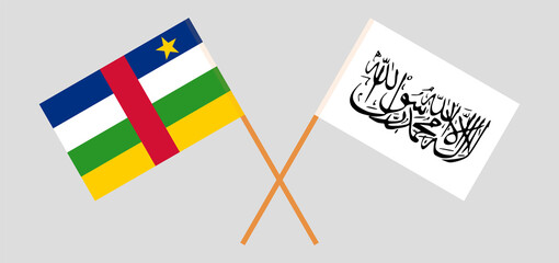 Crossed flags of Central African Republic and Islamic Emirate of Afghanistan. Official colors. Correct proportion