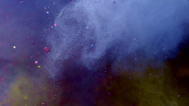 Color mix slow motion of colored powder