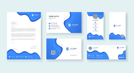 Corporate Business Identity Stationery Set for Minimal Branding Identity Template.Editable  Business card, ID card, Letterhead, Invoice, Envelope, Brand Identity Print Design Premium Vector.