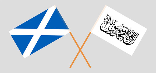 Crossed flags of Scotland and Islamic Emirate of Afghanistan. Official colors. Correct proportion
