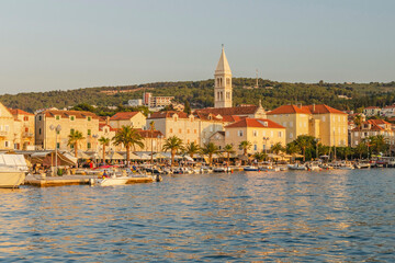 Picturesque old town of Supetar in sunset light. Supetar is the biggest town of Brac island in Croatia.