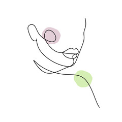 Abstract Line Illustration, Minimal Face Drawing In Lines, Printable Yellow Fashion Sketch, Drawn Female Portrait, Minimalist Woman Art.