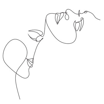 recommend clip art: One Line Art Couple, Line Art Men and woman, Minimal Face Vector.  Couple print, Kiss print, Valentines Day Illustration. Love poster. 2 faces. We are one line. 