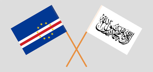 Crossed flags of Cape Verde and Islamic Emirate of Afghanistan. Official colors. Correct proportion