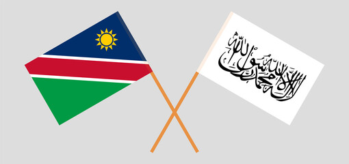 Crossed flags of Namibia and Islamic Emirate of Afghanistan. Official colors. Correct proportion