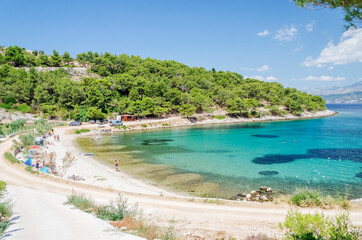 Fototapeta na wymiar Picturesque beach nearby Postira on the north coast of Brac island in Croatia