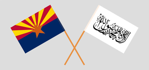 Crossed flags of the State of Arizona and Islamic Emirate of Afghanistan. Official colors. Correct proportion