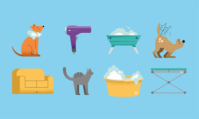 eight washing pets icons