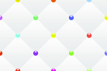 White luxury background with colorful beads and rhombuses. Vector illustration. 