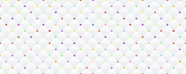 White luxury background with colorful beads and rhombuses. Vector illustration. 