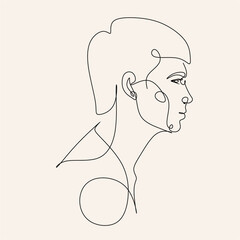 Men line art vector. Continuous one line drawing of man portrait. Hairstyle. Fashionable men's style.